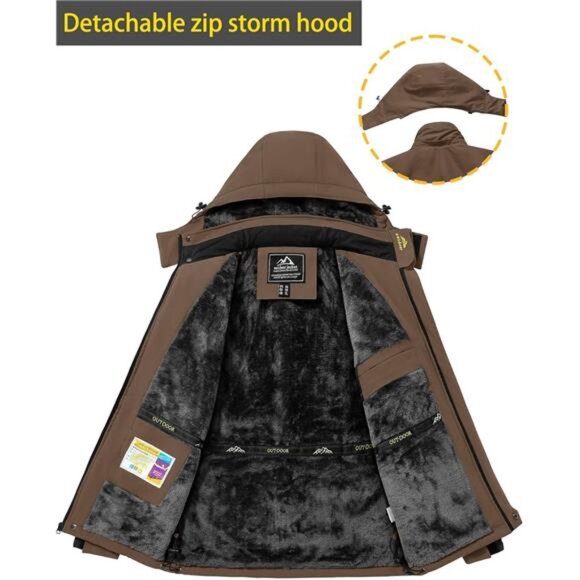 Mens winter ski jacket waterproof snow coat fleece lined hooded parka warm - Picture 4 of 7